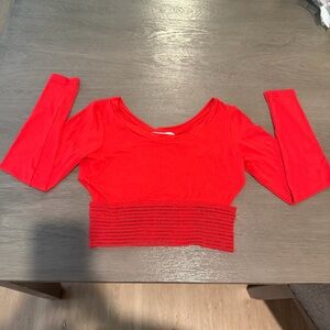 Cute Booty Lounge Hot Tamale Red Long Sleeve Crop Top, Size Large